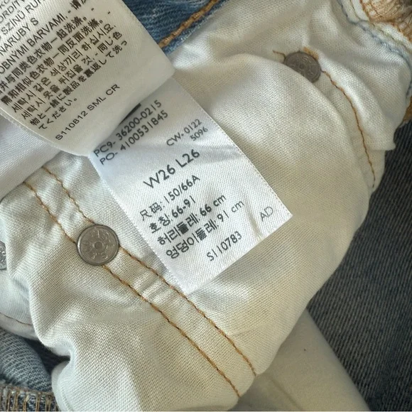 Levi’s Premium 501 Distressed Light Blue Denim Straight Leg Jeans Womens W26 L26 - Picture 10 of 10